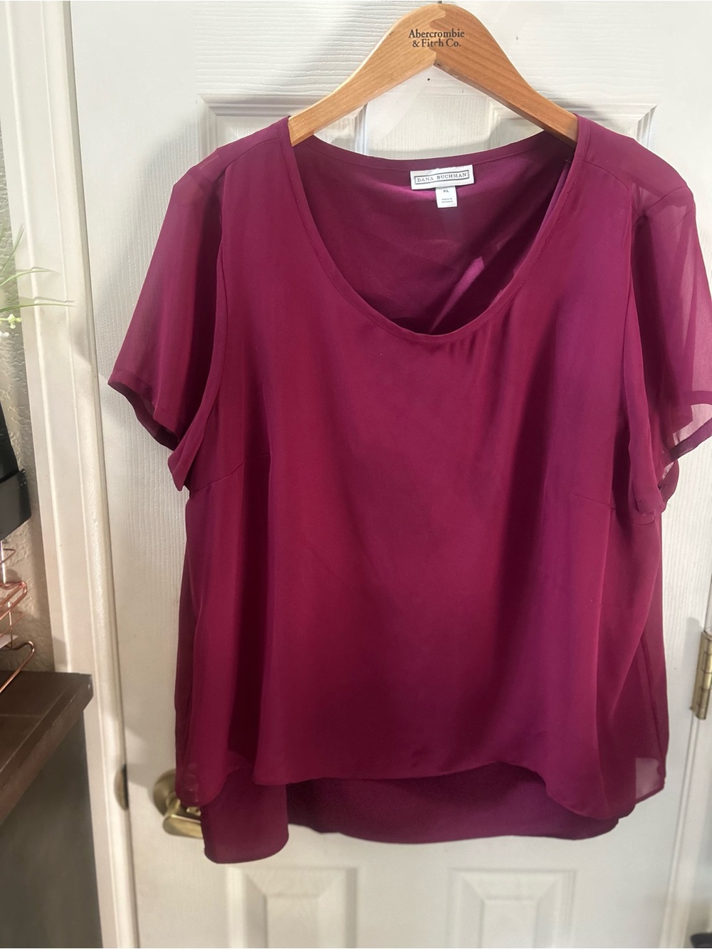 Dana Buchman Berry Layered Short-Sleeve Blouse size XL.